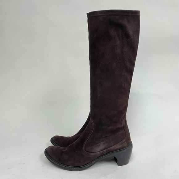 Stuart Weitzman Brown Suede Tall Knee High Heeled Boots Chocolate US 7.5 - Picture 4 of 11